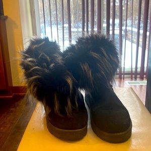 Boots with fur around the top